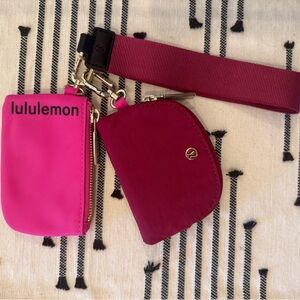 Lululemon Athletica Dual Pouch Wristlet (New w/o Tags) Sonic pink & Pomegranate